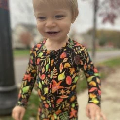 Muse Threads Little Humans Autumn Woods Zip Convertible Footie