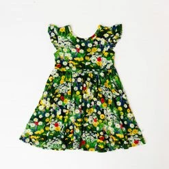 Muse Threads Little Humans Wildflowers Ruffle Cap Sleeve Skater Dress
