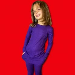 Muse Threads Wholesale Little Humans Amethyst Waffle Long Sleeve PJ Set