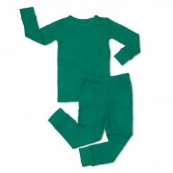 Muse Threads Wholesale Little Humans Emerald Waffle Long Sleeve PJ Set