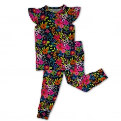 Muse Threads Little Humans Floral Tapestry Ruffle Cap Sleeve PJ Set