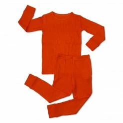 Muse Threads Wholesale Little Humans Garnet Waffle Long Sleeve PJ Set