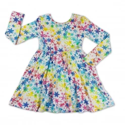 Muse Threads Rainbow Snowflakes Long Sleeve Skater Dress Little Humans