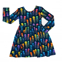 Muse Threads Rainbow Jellies Long Sleeve Skater Dress Little Humans