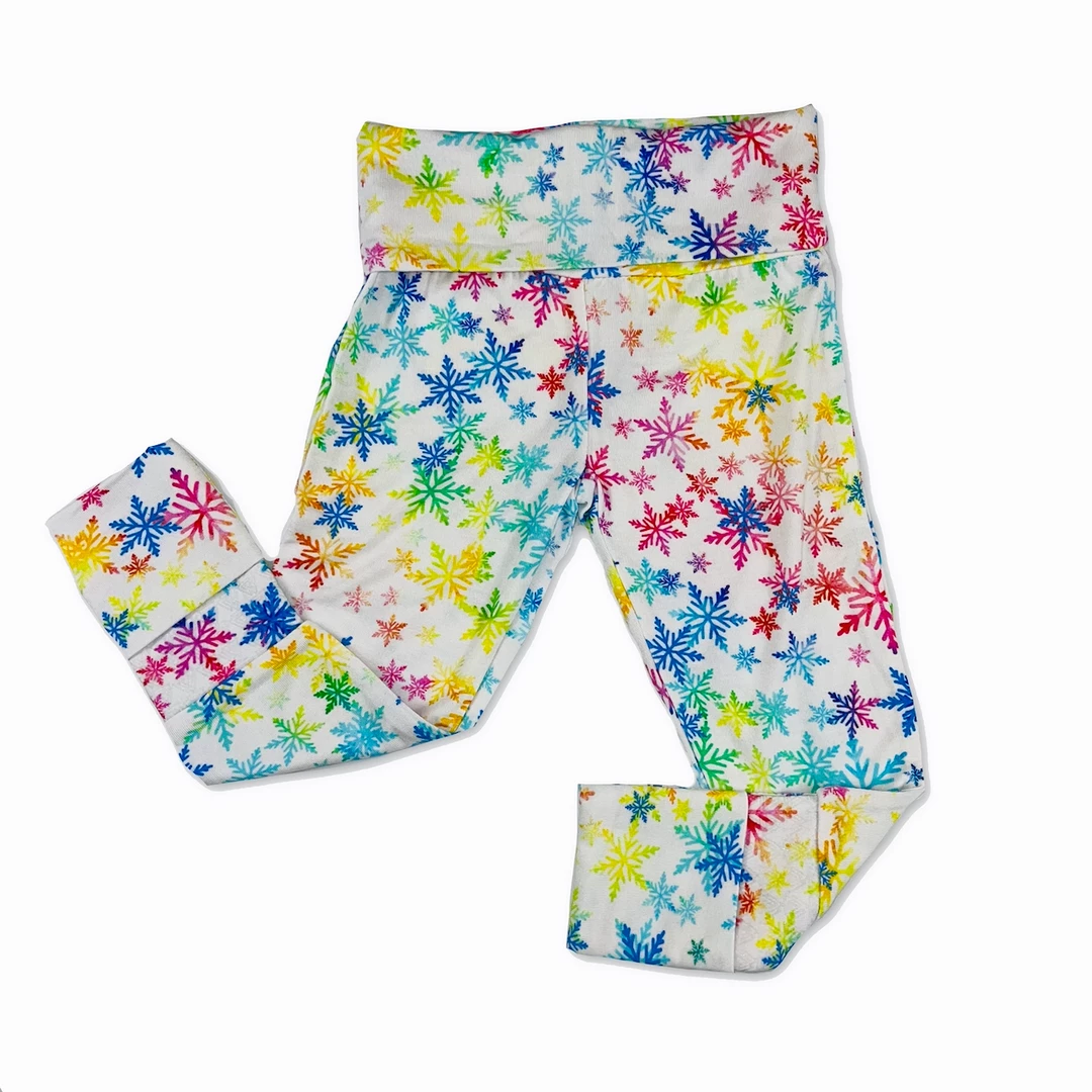 Muse Threads Little Humans Rainbow Snowflakes Convertible Footie Lounge Pants 3 Muse Threads Little Humans Rainbow Snowflakes Convertible Footie Lounge Pants