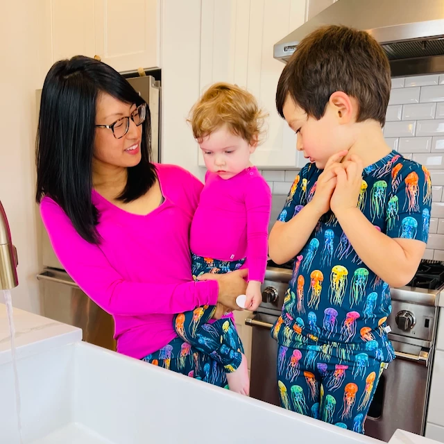 Muse Threads Festive Pink Women's Long Sleeve Lounge V-Neck Big Humans 4 Muse Threads Festive Pink Women's Long Sleeve Lounge V-Neck Big Humans