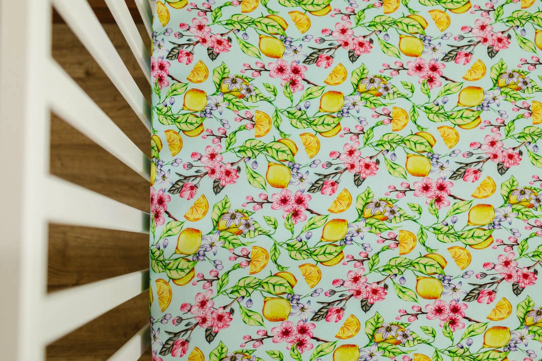 Muse Threads Vibrant Home Lemon Sakura Crib Sheet 4 Muse Threads Vibrant Home Lemon Sakura Crib Sheet