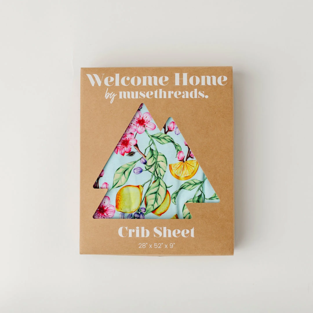 Muse Threads Vibrant Home Lemon Sakura Crib Sheet 3 Muse Threads Vibrant Home Lemon Sakura Crib Sheet