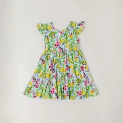 Muse Threads Lemon Sakura Ruffle Cap Sleeve Skater Dress