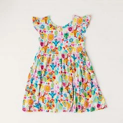 Muse Threads Little Humans Party Animals Ruffle Cap Sleeve Skater Dress
