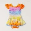 Muse Threads Little Humans Rainbow Sherbet Ruffle Cap Sleeve Leotard Dress