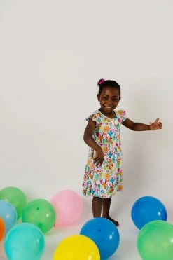 Muse Threads Little Humans Party Animals Ruffle Cap Sleeve Skater Dress