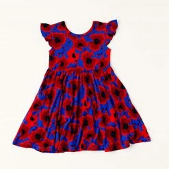 Muse Threads Poppies Ruffle Cap Sleeve Skater Dress