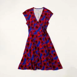 Muse Threads Poppies Women's Lounge Wrap Dress Big Humans