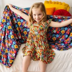 Muse Threads Floral Tiger Ruffle Cap Sleeve Skater Dress