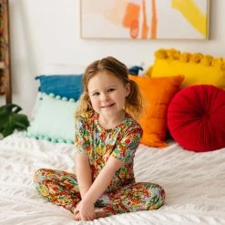 Muse Threads Floral Tiger Short Sleeve PJ Set Little Humans
