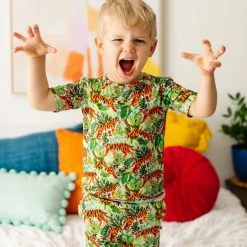 Muse Threads Little Humans Fauna Tiger Short Sleeve PJ Set