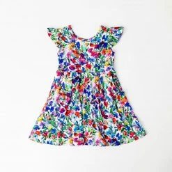 Muse Threads Little Humans Very Sweet Pea Ruffle Cap Sleeve Skater Dress