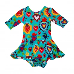 Muse Threads Milagro Hearts Half Sleeve Leotard Dress Little Humans