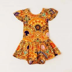 Muse Threads Sunshine Mandala Ruffle Cap Sleeve Leotard Dress Little Humans