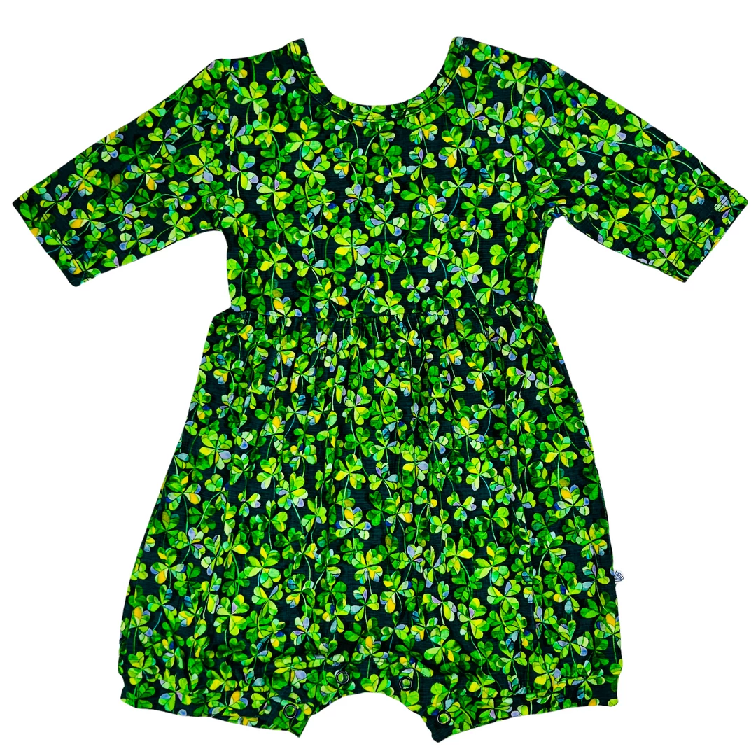 Muse Threads Lucky Clover Half Sleeve Bummie Romper 4 Muse Threads Lucky Clover Half Sleeve Bummie Romper