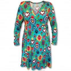 Muse Threads Big Humans Milagro Hearts Women's Lounge Wrap Dress