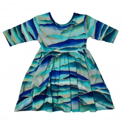 Muse Threads Misty Malibu Mountains Half Sleeve Skater Dress