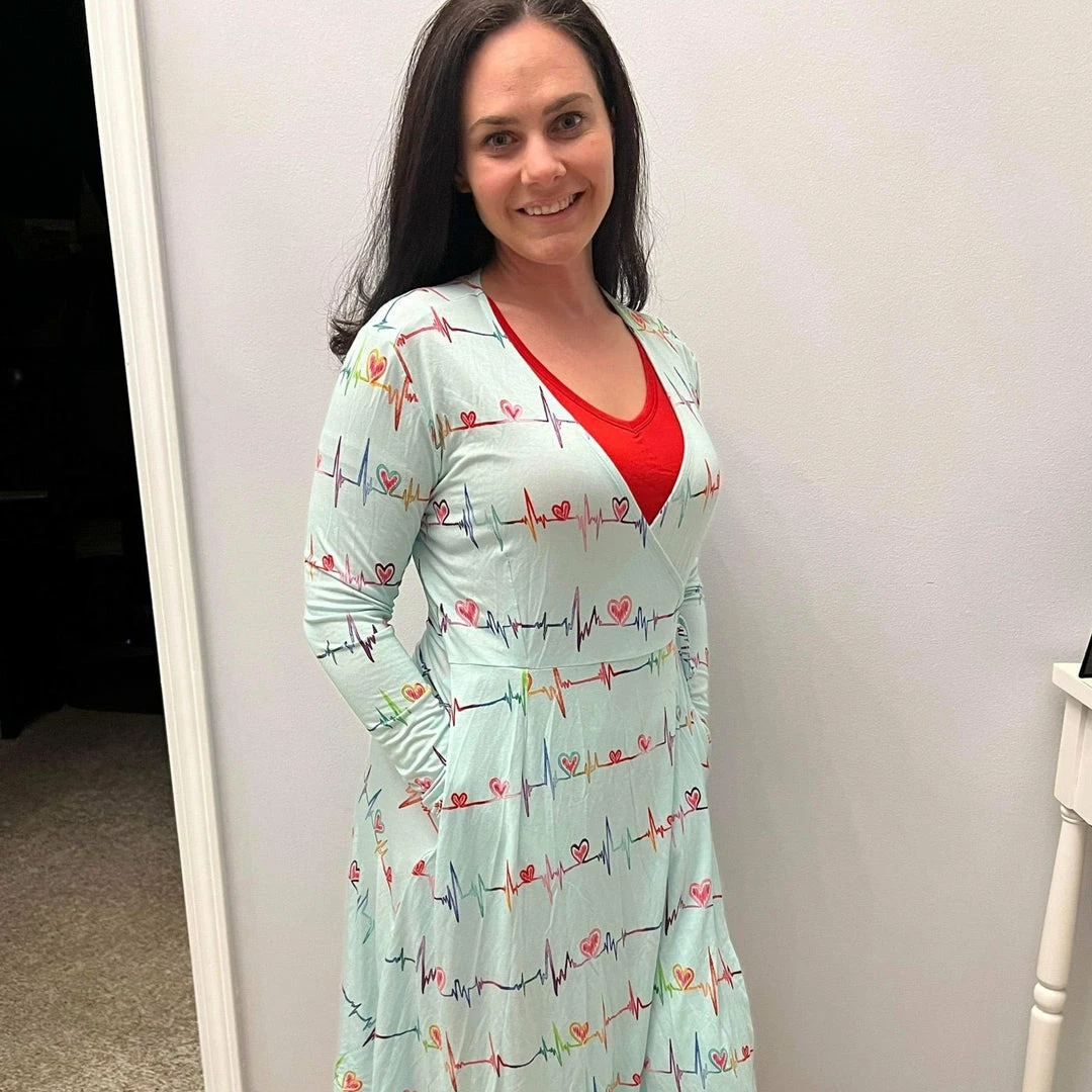 Muse Threads Heartbeat Women's Lounge Wrap Dress Big Humans 3 Muse Threads Heartbeat Women's Lounge Wrap Dress Big Humans