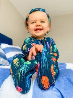 Muse Threads Little Humans Rainbow Jellies Zip Footie With Ruffles