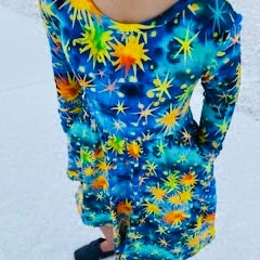 Muse Threads Starry Starry Night Long Sleeve Skater Dress