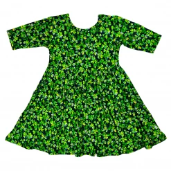 Muse Threads Lucky Clover Half Sleeve Skater Dress