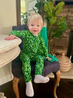 Muse Threads Little Humans Lucky Clover Zip Convertible Footie