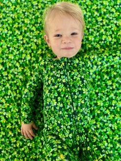 Muse Threads Little Humans Lucky Clover Zip Convertible Footie