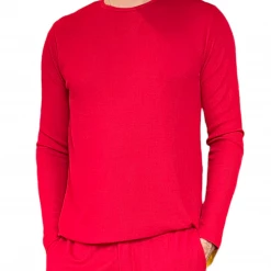 Muse Threads Ruby Waffle Men's Long Sleeve Lounge Crew Big Humans