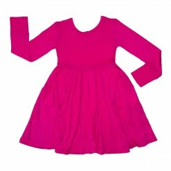 Muse Threads Festive Pink Long Sleeve Skater Dress